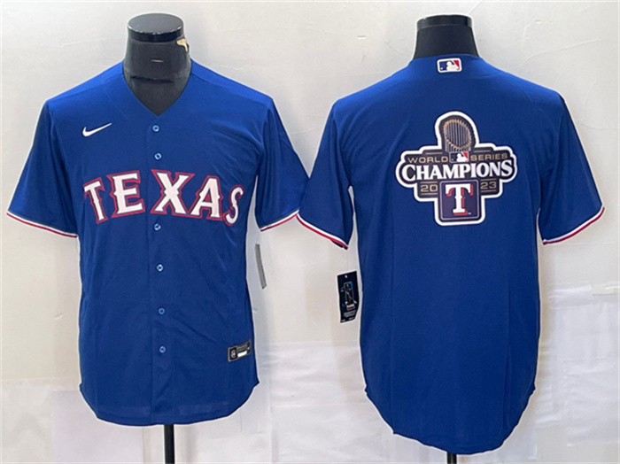 Personalized Men’s Texas Rangers Royal 2023 World Series Champions Big Logo Cool Base Stitched Baseball JerseySS