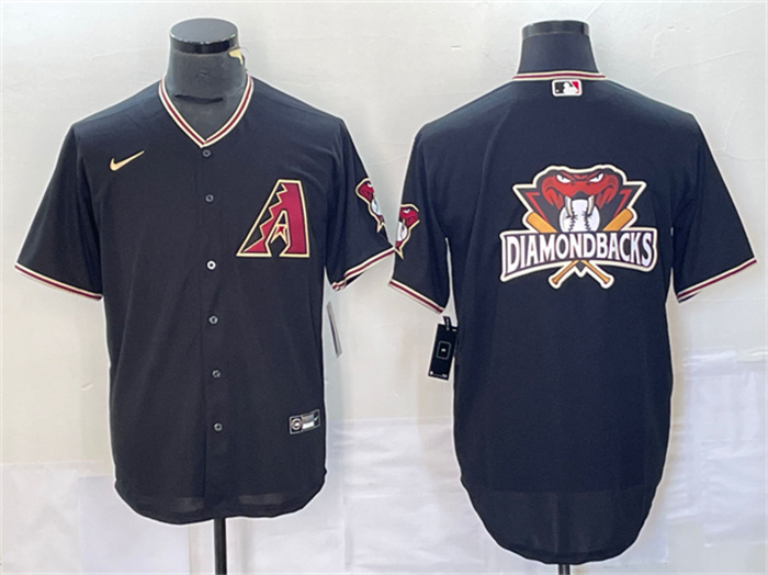 Personalized Men’s Arizona Diamondbacks Black Team Big Logo Cool Base Stitched Baseball Jersey
