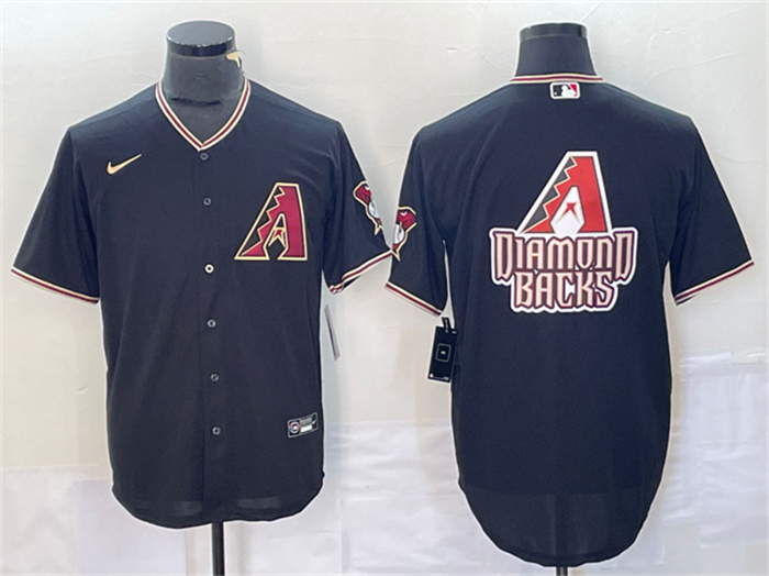 Personalized Men’s Arizona Diamondbacks Black Team Big Logo Cool Base Stitched Baseball JerseyS
