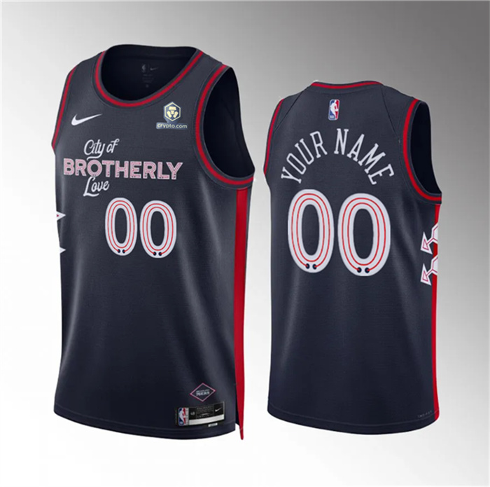 Personalized Men’s Philadelphia 76ers Active Player Navy 2023 24 City Edition Stitched Jersey