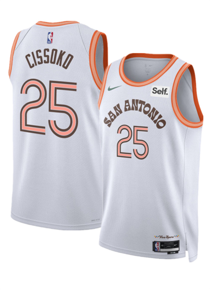 Personalized Men’s San Antonio Spurs #25 Sidy Cissoko White 2023 24 City Edition Stitched Basketball Jersey