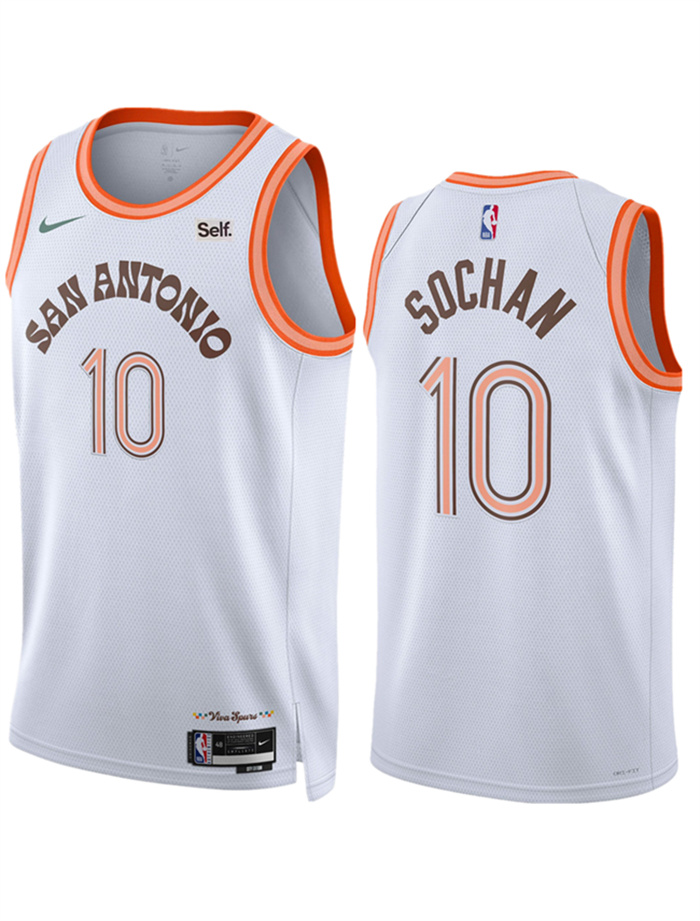 Personalized Men’s San Antonio Spurs #10 Jeremy Sochan White 2023 24 City Edition Stitched Basketball Jersey