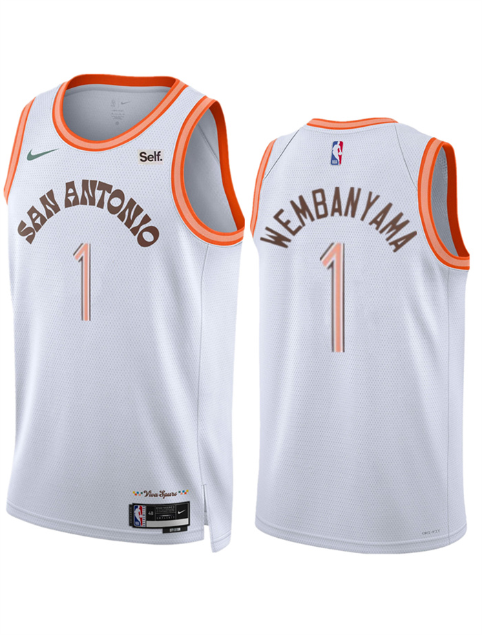 Personalized Men’s San Antonio Spurs #1 Victor Wembanyama White 2023 24 City Edition Stitched Basketball Jersey