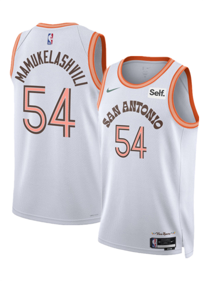 Personalized Men’s San Antonio Spurs #54 Sandro Mamukelashvili White 2023 24 City Edition Stitched Basketball Jersey