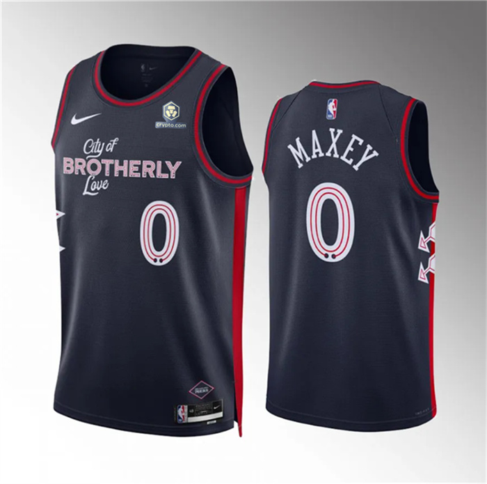 Personalized Men’s Philadelphia 76ers #0 Tyrese Maxey Navy 2023 24 City Edition Stitched Jersey