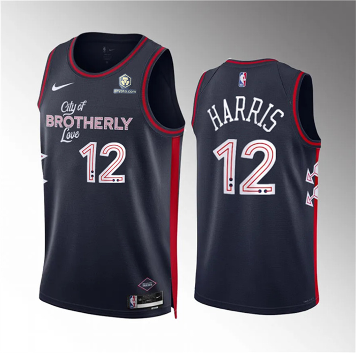Personalized Men’s Philadelphia 76ers #12 Tobias Harris Navy 2023 24 City Edition Stitched Jersey