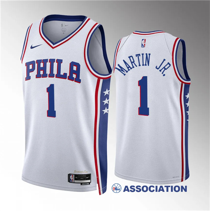 Personalized Men’s Philadelphia 76ers #1 Kenyon Martin Jr White Association Edition Stitched Jersey