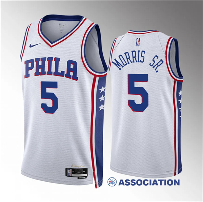 Personalized Men’s Philadelphia 76ers #5 Marcus Morris Sr White Association Edition Stitched Jersey