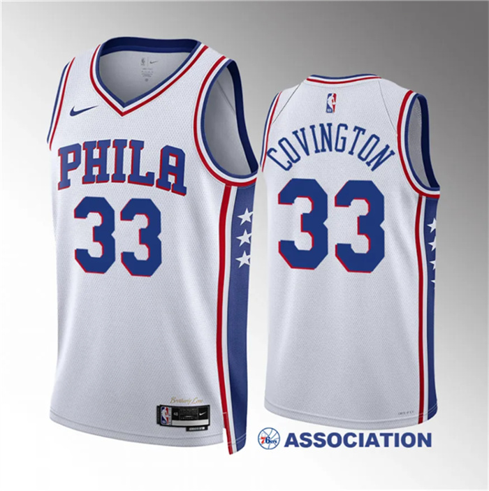 Personalized Men’s Philadelphia 76ers #33 Robert Covington White Association Edition Stitched Jersey
