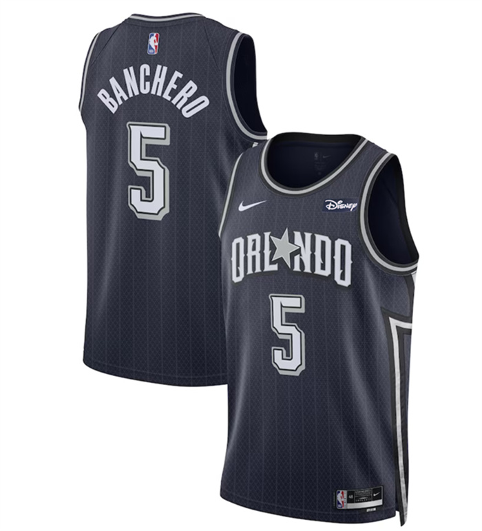 Personalized Men’s Orlando Magic #5 Paolo Banchero Navy 2023 24 City Edition Stitched Basketball Jersey