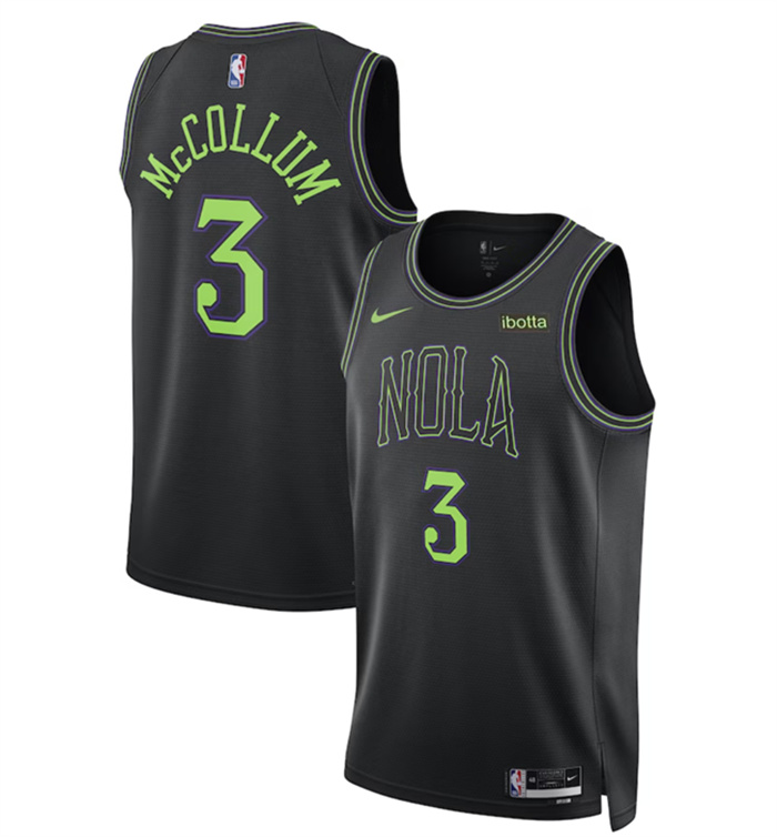 Personalized Men’s New Orleans Pelicans #3 C.J. McCollum Black City Edition Stitched Basketball Jersey