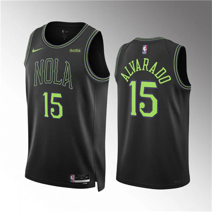 Personalized Men’s New Orleans Pelicans #15 Jose Alvarado Black City Edition Stitched Basketball Jersey