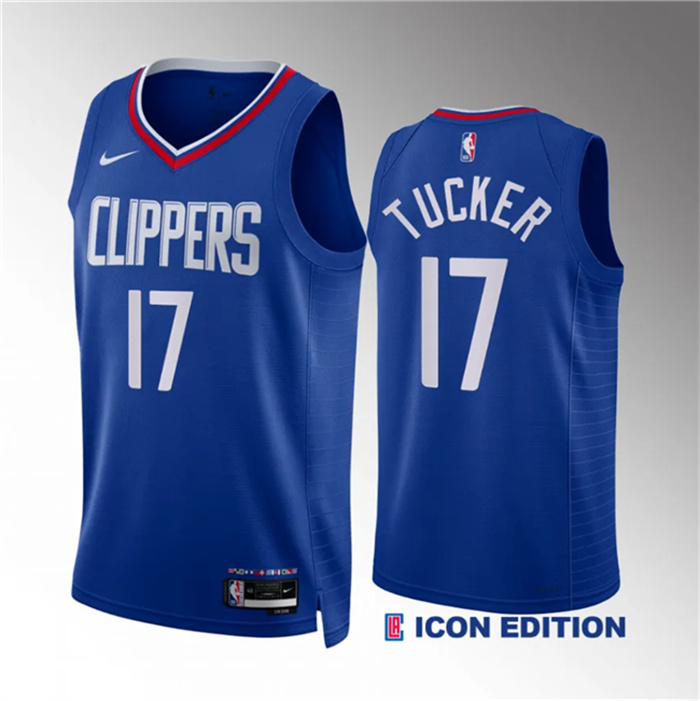 Personalized Men’s Los Angeles Clippers #17 P.J. Tucker Blue Icon Edition Stitched Jersey