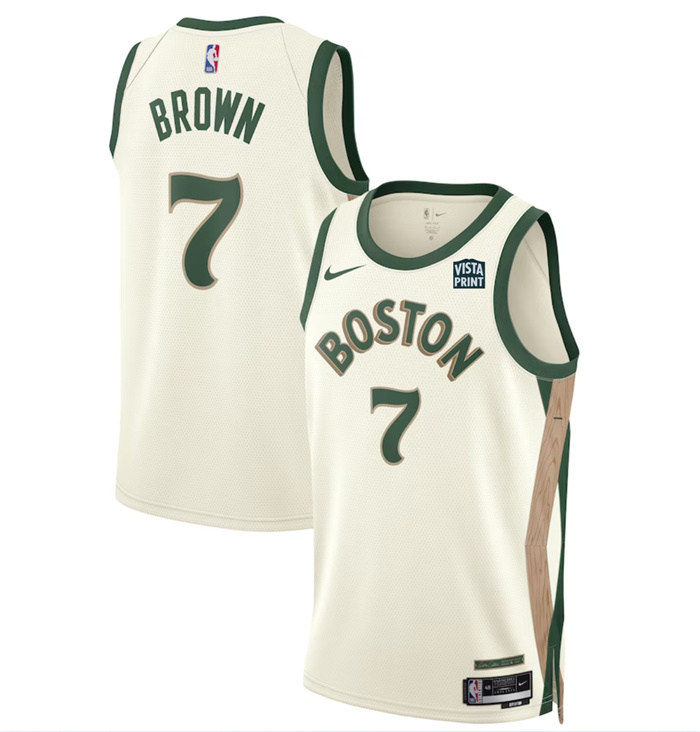 Personalized Men’s Boston Celtics #7 Jaylen Brown White 2023-24 City Edition Stitched Basketball Jersey