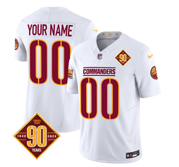 Personalized Men’s Washington Commanders Active Player White 2023 F.U.S.E. 90th Anniversary Limited Stitched Football Jersey