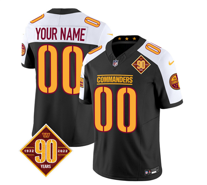 Personalized Men’s Washington Commanders Active Player Black White 2023 F.U.S.E. 90th Anniversary Limited Stitched Football Jersey