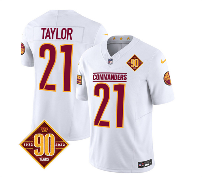 Personalized Men’s Washington Commanders #21 Sean Taylor White 2023 F.U.S.E. 90th Anniversary Limited Stitched Football Jersey