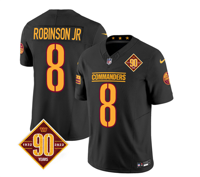 Personalized Men’s Washington Commanders #8 Brian Robinson Black 2023 F.U.S.E. 90th Anniversary Limited Stitched Football Jersey