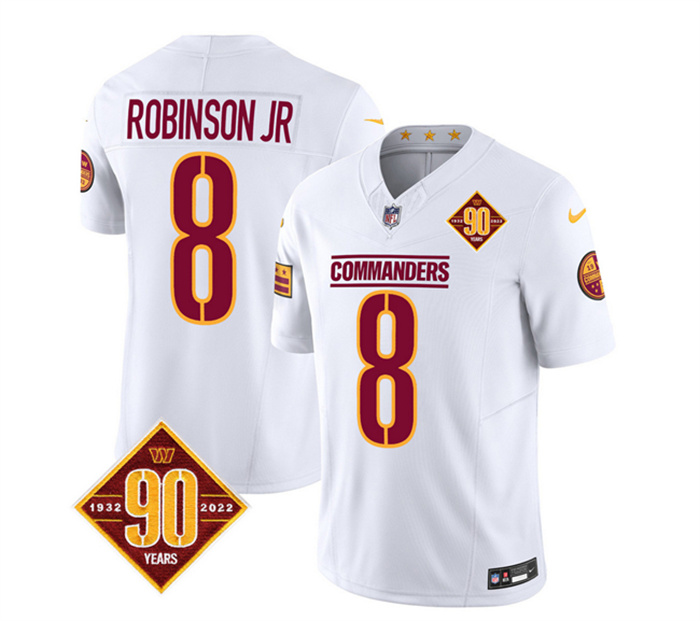 Personalized Men’s Washington Commanders #8 Brian Robinson White 2023 F.U.S.E. 90th Anniversary Limited Stitched Football Jersey