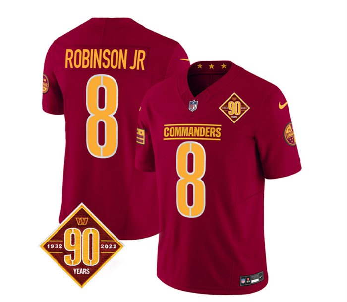 Personalized Men’s Washington Commanders #8 Brian Robinson Burgundy 2023 F.U.S.E. 90th Anniversary Limited Stitched Football Jersey