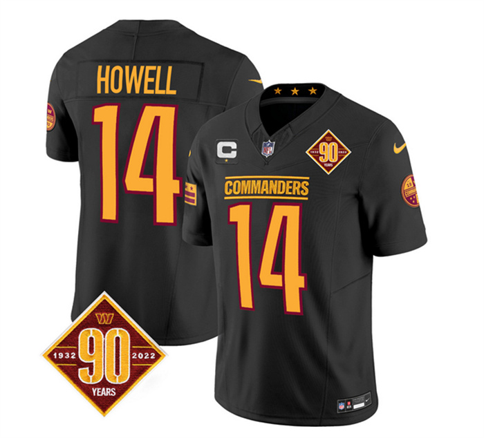 Personalized Men’s Washington Commanders #14 Sam Howell Black 2023 F.U.S.E. With 1-Star C Patch 90th Anniversary Limited Stitched Football Jersey