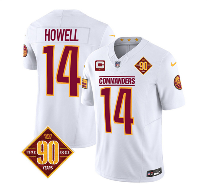 Personalized Men’s Washington Commanders #14 Sam Howell White 2023 F.U.S.E. With 1-Star C Patch 90th Anniversary Limited Stitched Football Jersey