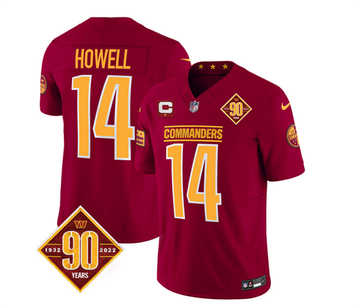 Personalized Men’s Washington Commanders #14 Sam Howell Burgundy 2023 F.U.S.E. With 1-Star C Patch 90th Anniversary Limited Stitched Football Jersey