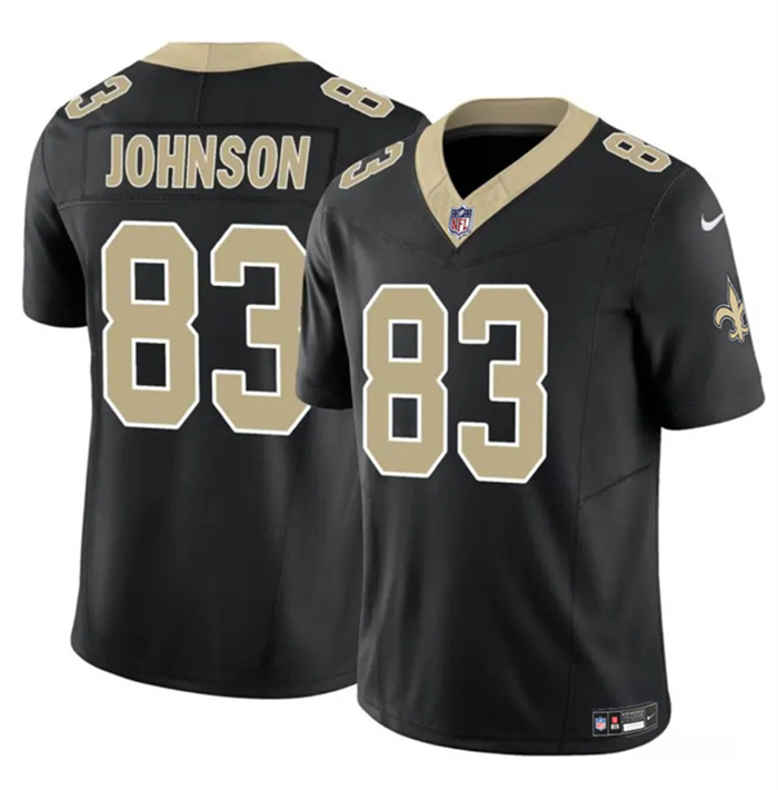 Personalized Men’s New Orleans Saints #83 Juwan Johnson Black 2023 F.U.S.E. Untouchable Limited Stitched Jersey