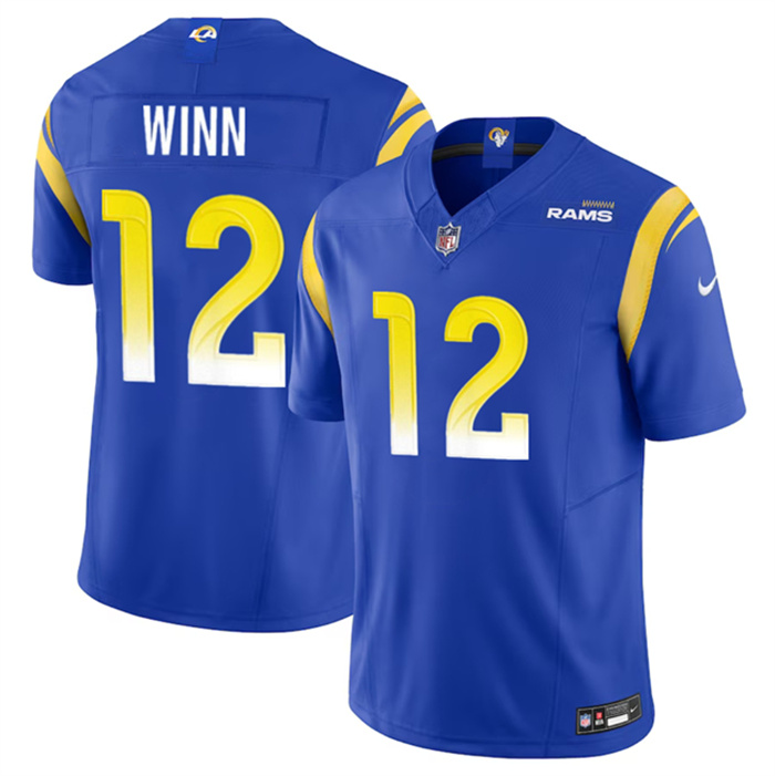 Personalized Men’s Los Angeles Rams #12 Dresser Winn Blue 2023 F.U.S.E. Untouchable Stitched Football Jersey
