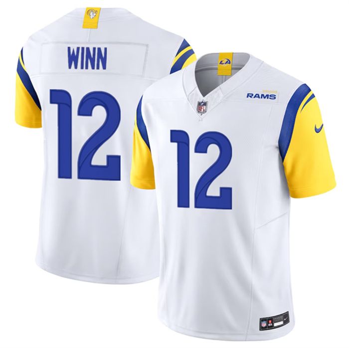 Personalized Men’s Los Angeles Rams #12 Dresser Winn White 2023 F.U.S.E. Untouchable Stitched Football Jersey