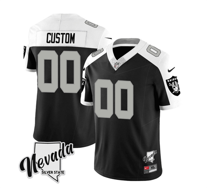 Personalized Men’s Las Vegas Raiders Active Player Black White 2023 F.U.S.E Nevada Silver Stat Stitched Football Jersey