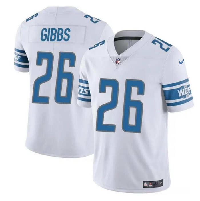 Personalized Men’s Detroit Lions #26 Jahmyr Gibbs White Untouchable Limited Stitched Jersey
