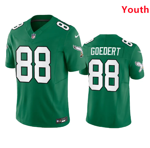 Personalized Youth Philadelphia Eagles #88 Dallas Goedert Green 2023 F.U.S.E. Untouchable Stitched Football Jersey