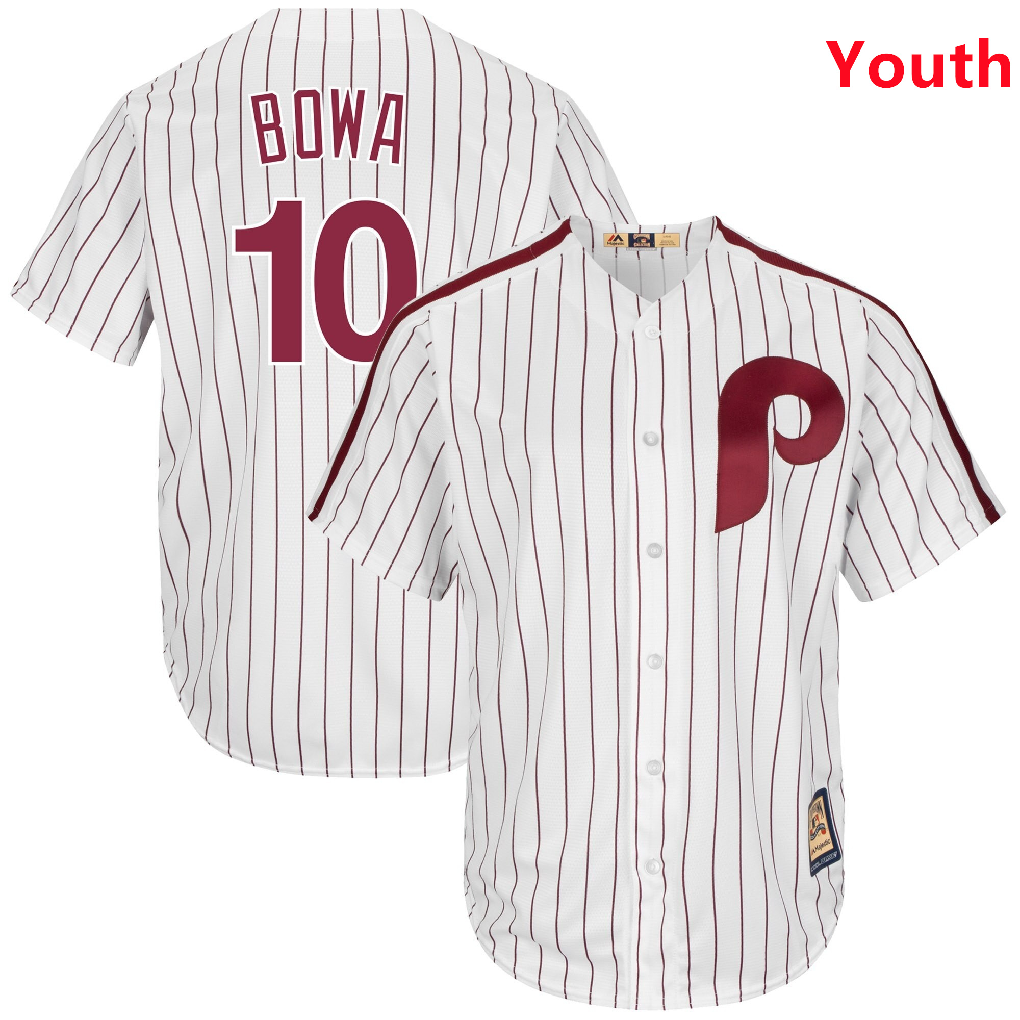 Personalized Youth Phillies 10 Larry Bowa White Cooperstown Collection Cool Base Jersey