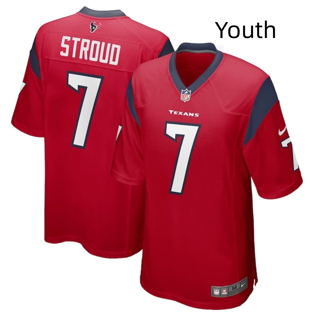 Personalized Youth Houston Texans #7 C.J. Stroud Red Stitched Game Jersey