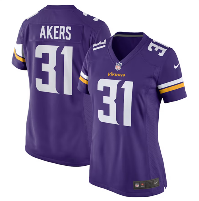 Personalized Women’s Minnesota Vikings #31 Cam Akers Purple Stitched Jersey(Run Small)