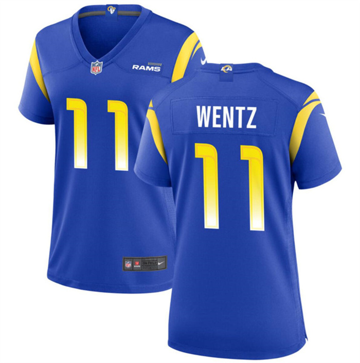 Personalized Women’s Los Angeles Rams #11 Carson Wentz Blue Stitched Jersey(Run Small)