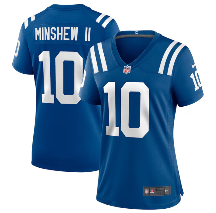 Personalized Women’s Indianapolis Colts #10 Gardner Minshew Blue 2023 Draft Stitched Game Jersey(Run Small)