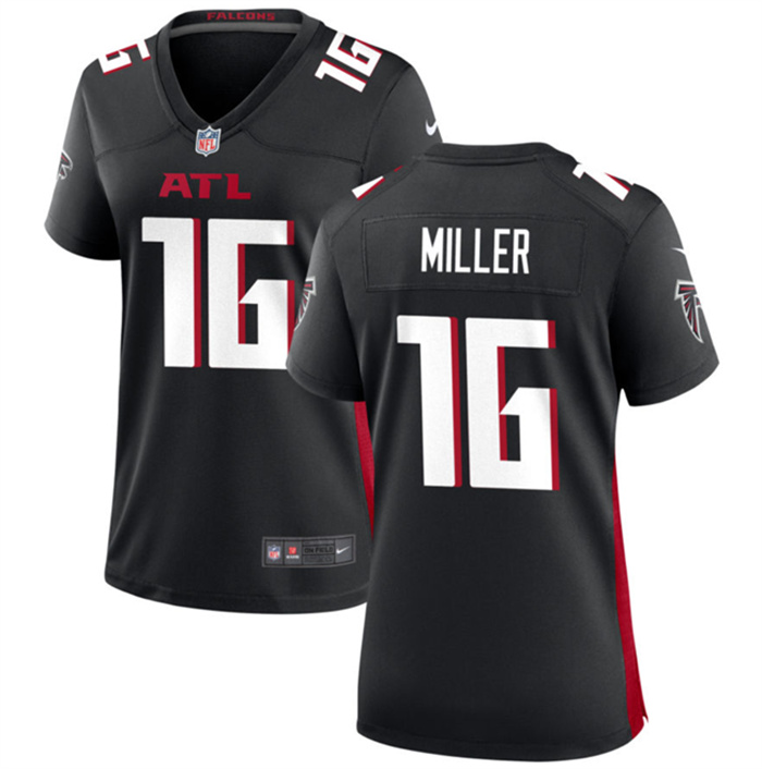 Personalized Women’s Atlanta Falcons #16 Scott Miller Black Stitched Jersey(Run Small)