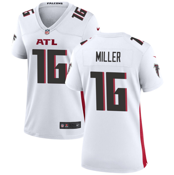 Personalized Women’s Atlanta Falcons #16 Scott Miller White Stitched Jersey(Run Small)