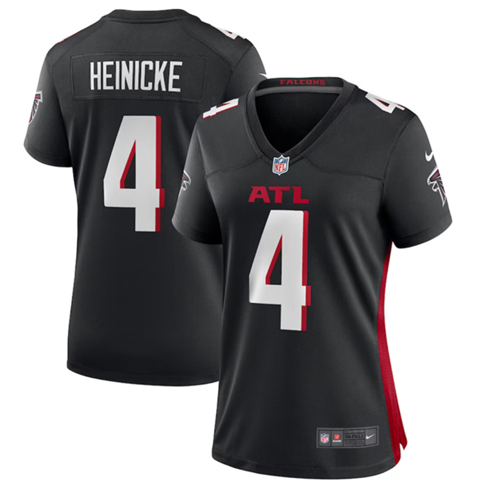 Personalized Women’s Atlanta Falcons #4 Taylor Heinicke Black Stitched Jersey(Run Small)