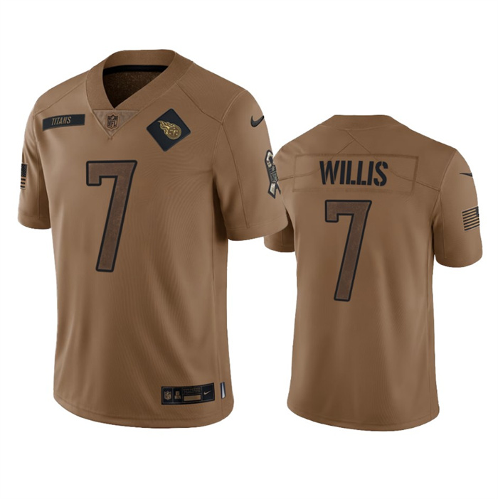 Personalized Men’s Tennessee Titans #7 Malik Willis 2023 Brown Salute To Service Stitched Football Jersey