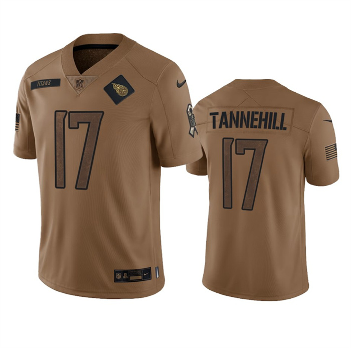 Personalized Men’s Tennessee Titans #17 Ryan Tannehill 2023 Brown Salute To Service Stitched Football Jersey