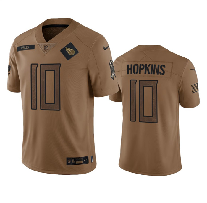 Personalized Men’s Tennessee Titans #10 DeAndre Hopkins 2023 Brown Salute To Service Stitched Football Jersey