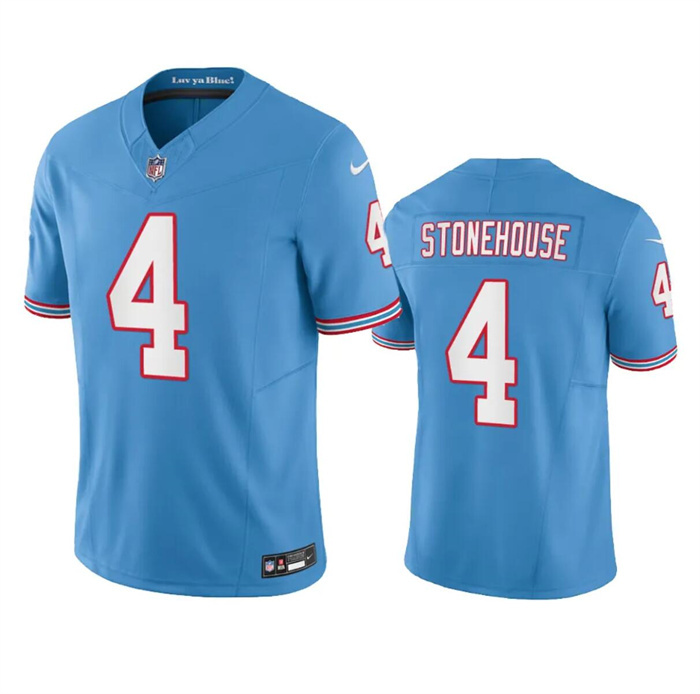 Personalized Men’s Tennessee Titans #4 Ryan Stonehouse Light Blue 2023 F.U.S.E. Limited Throwback Stitched Football Jersey
