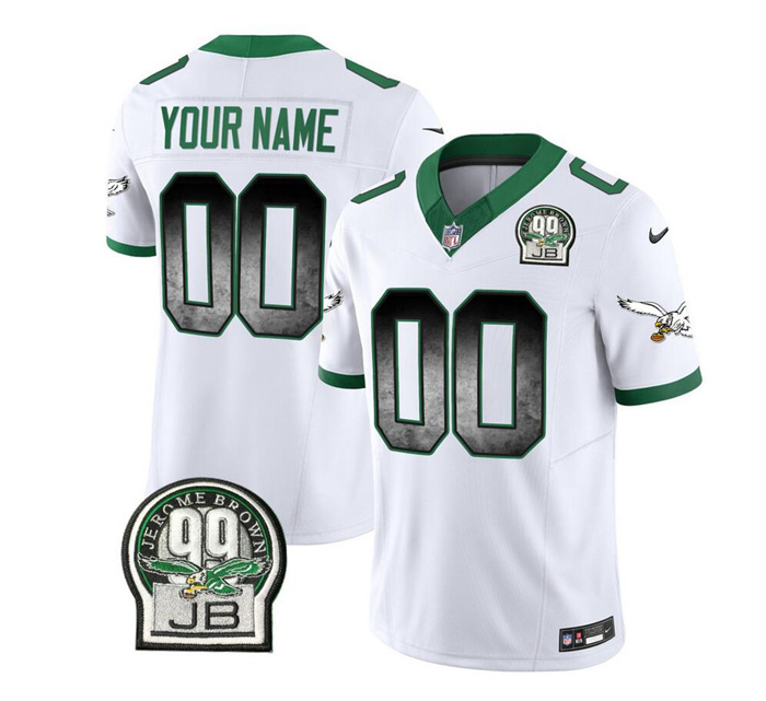 Personalized Men’s Philadelphia Eagles Active Player White 2023 F.U.S.E. Throwback Untouchable Limited Stitched Football Jersey