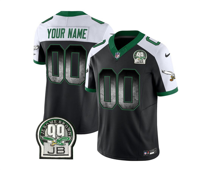 Personalized Men’s Philadelphia Eagles Active Player Black White 2023 F.U.S.E. Throwback Untouchable Limited Stitched Football Jersey