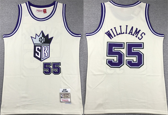 Personalized Men’s Sacramento Kings #55 Jason Williams White Throwback Stitched Jersey