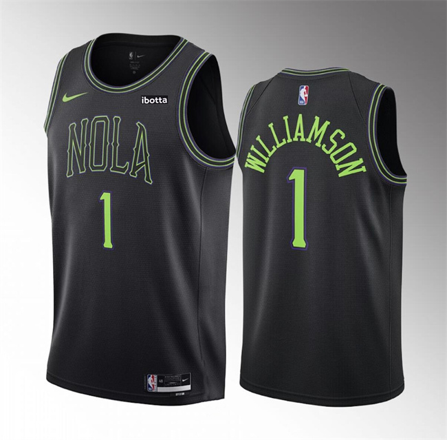 Personalized Men’s New Orleans Pelicans #1 Zion Williamson Black 2023-24 City Edition Stitched Basketball Jersey