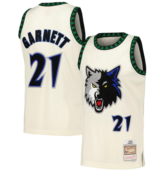 Personalized Men’s Minnesota Timberwolves #21 Kevin Garnett White Throwback Stitched Jersey